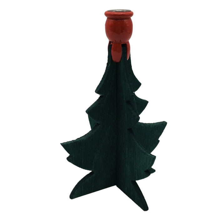 Green Wood Tree Candle Holder