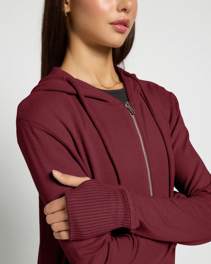 Black Cherry $|& Interval Hacci Zip Hoodie - SOF Full Front