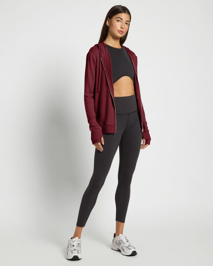 Black Cherry $|& Interval Hacci Zip Hoodie - UGC On Fig