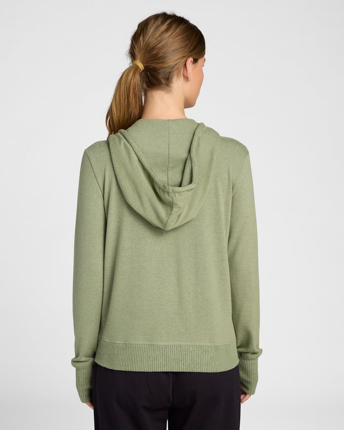 Heather Olive $|& Interval Hacci Zip Hoodie - SOF Back
