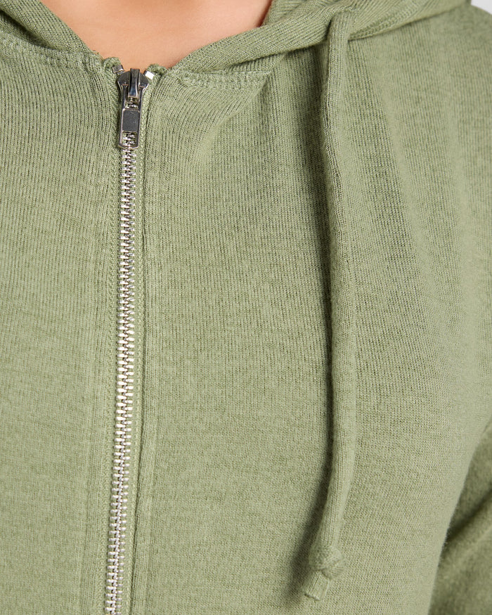 Heather Olive $|& Interval Hacci Zip Hoodie - SOF Full Front