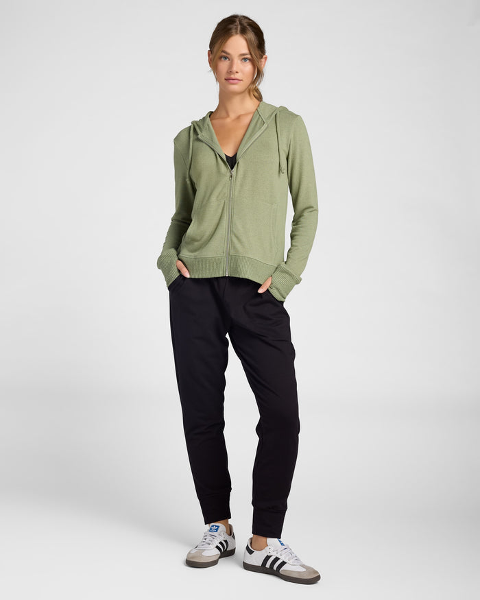 Heather Olive $|& Interval Hacci Zip Hoodie - UGC On Fig