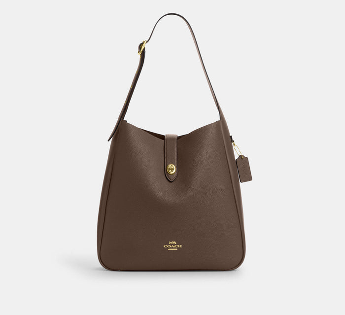 Coach Hadley Large Shoulder Bag bolsa de hombro café para mujer #color_CA Gold/Dark Stone