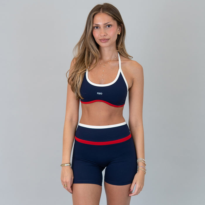 Classic Navy Multi Hailey Sports Bra - Light Support by FLEO - 1