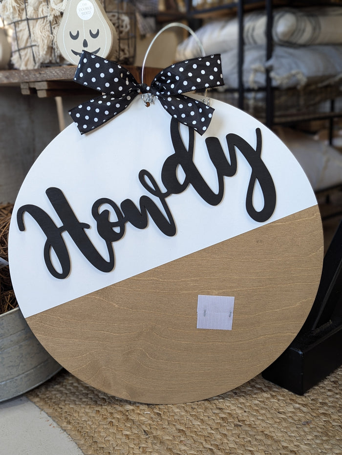 Half Block Howdy Interchangeable Door Hanger (For Attachments)