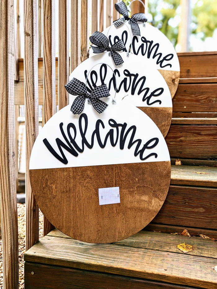 Half Block Welcome Interchangeable Door Hanger (For Attachments)