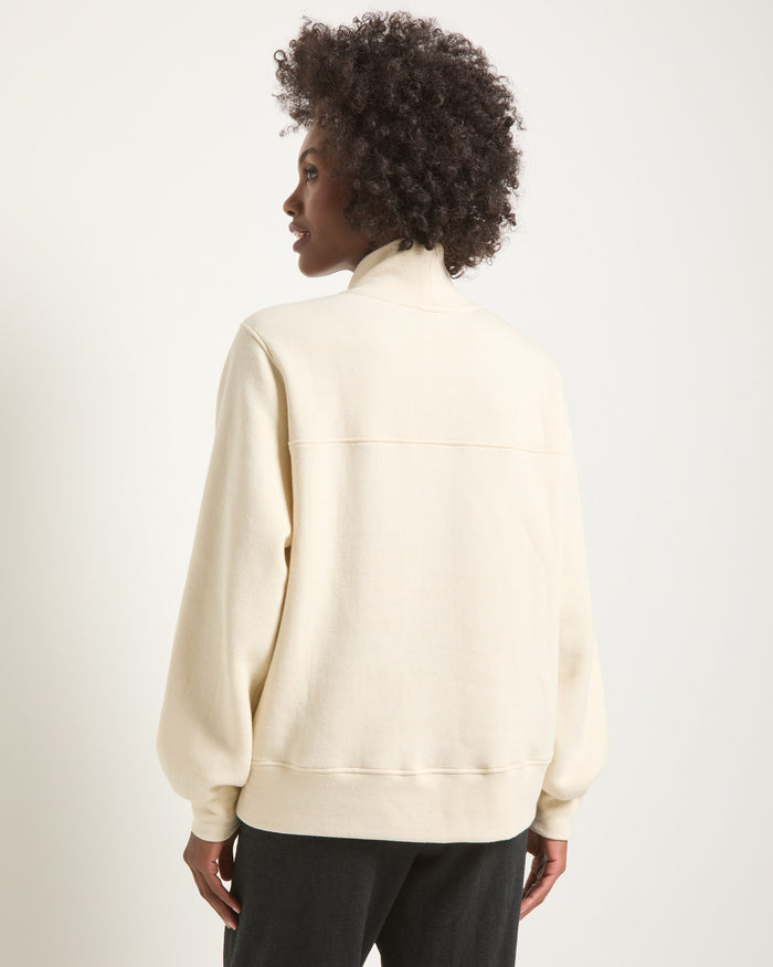 Cream $|& Interval Half Time Funnel Neck Sweatshirt - SOF Back