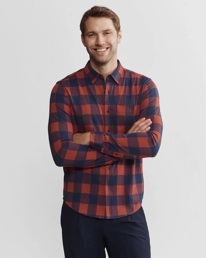 Brandy Red Buffalo Check $|& Rhone Hardy Flannel Shirt - VOF Front