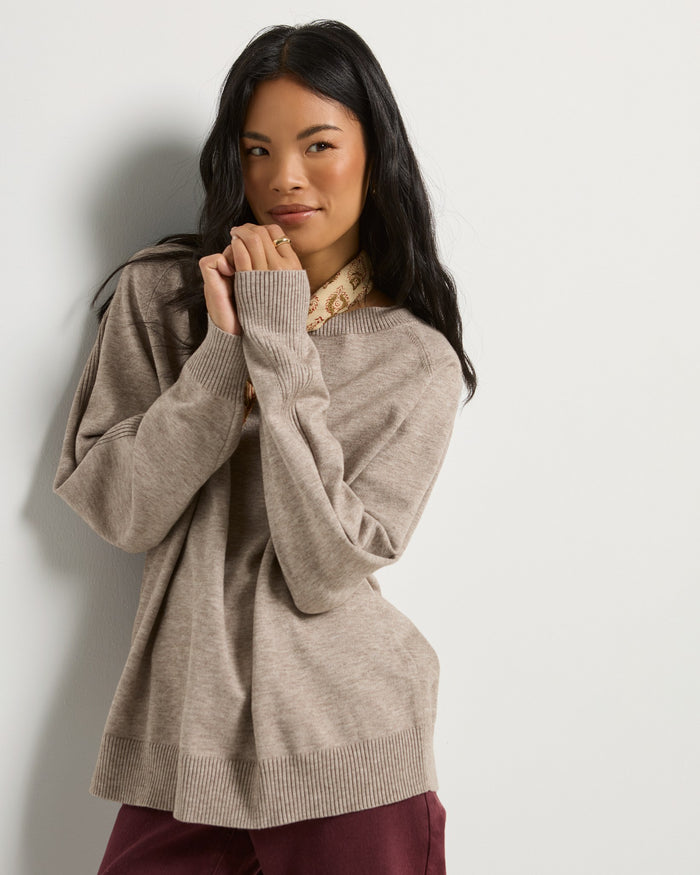 Heather Sandbar $|& SEAS Harmony Tunic Sweater - VOF Front
