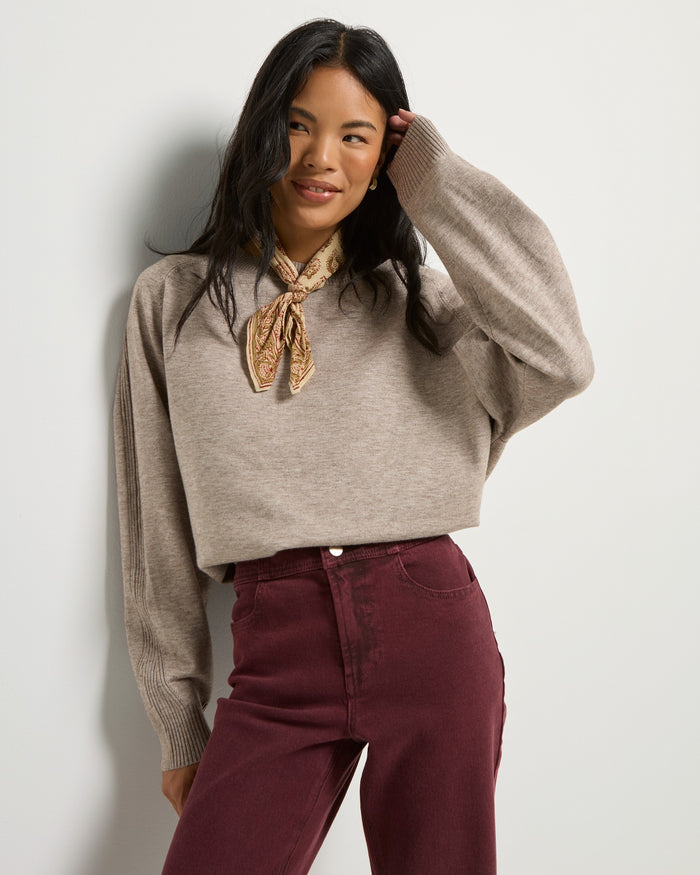 Heather Sandbar $|& SEAS Harmony Tunic Sweater - VOF Side