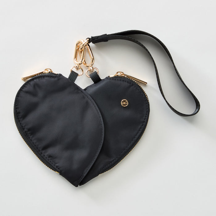 Black $|& Interval Heart Dual Pouch Wristlet - SOF Front