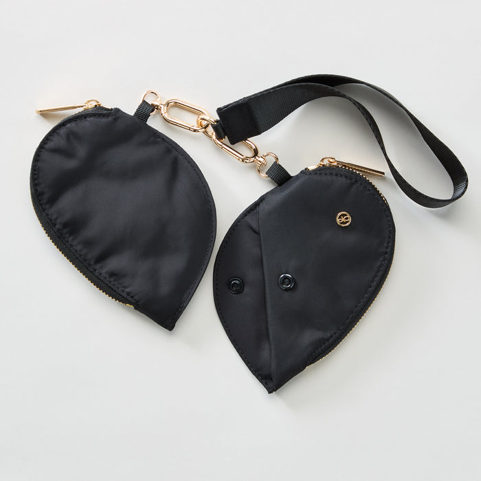 Black $|& Interval Heart Dual Pouch Wristlet - SOF Full Front