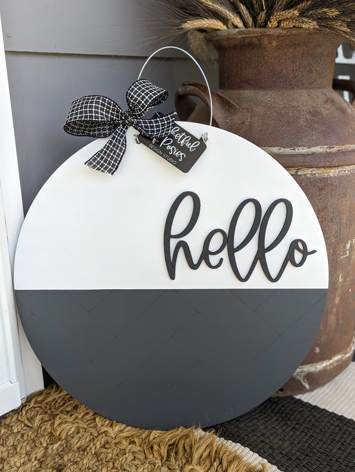 Herringbone Hello Door Hanger