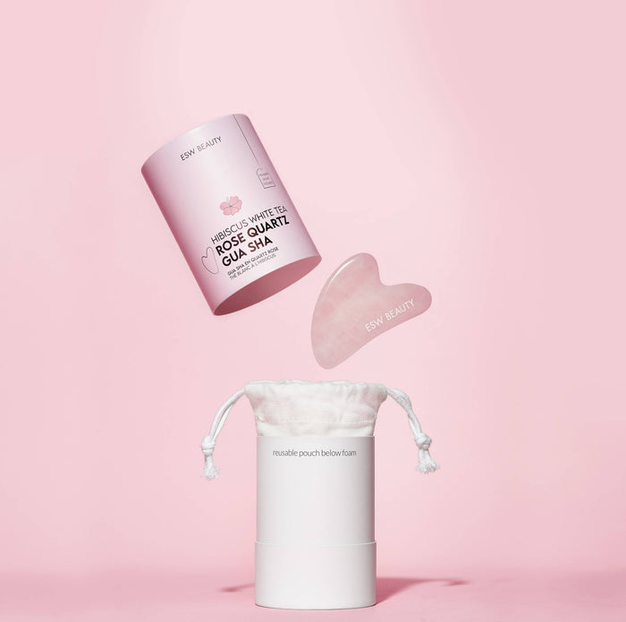 Hibiscus White Tea Rose Quartz Gua Sha Roller