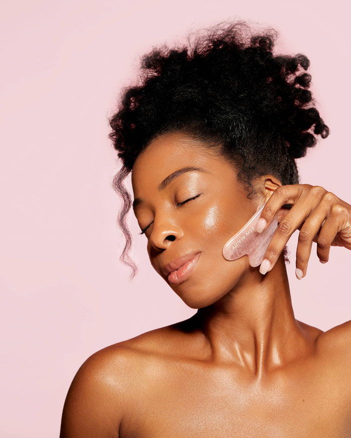 Hibiscus White Tea Rose Quartz Gua Sha Roller