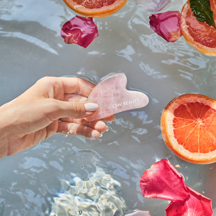 Hibiscus White Tea Rose Quartz Gua Sha Roller