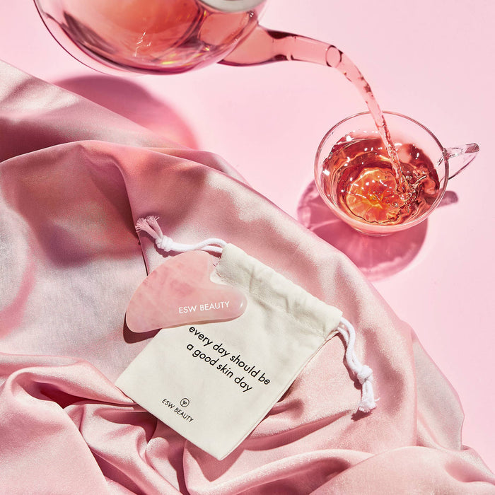 Hibiscus White Tea Rose Quartz Gua Sha Roller