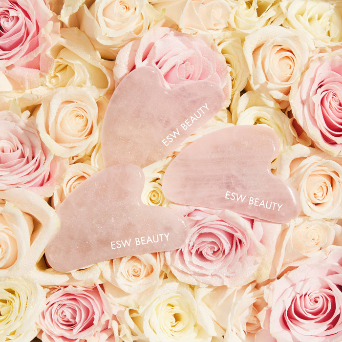 Hibiscus White Tea Rose Quartz Gua Sha Roller