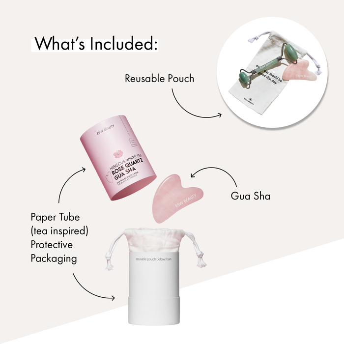 Hibiscus White Tea Rose Quartz Gua Sha Roller
