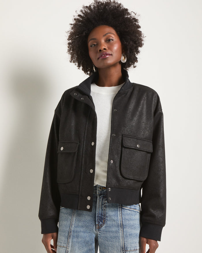 Black $|& SEAS Hideaway Bomber Jacket - SOF Front