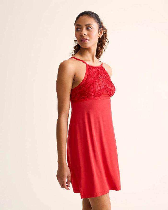 Sweet Red $|& Fleur't High Neck Chemise - Hanger Front