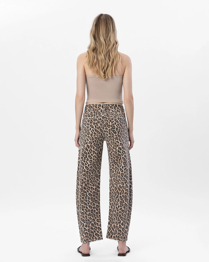 Leopard $|& Vervet High Rise Barrel Leg Jeans - Hanger Side