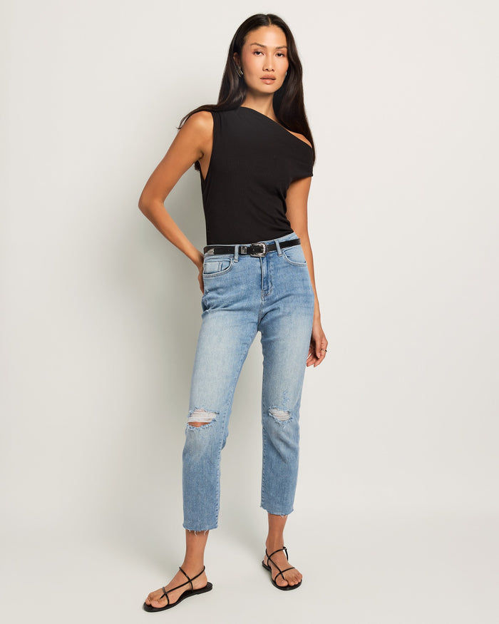 Light Wash $|& SEAS High Rise Crop Straight Leg Jean - UGC On Fig