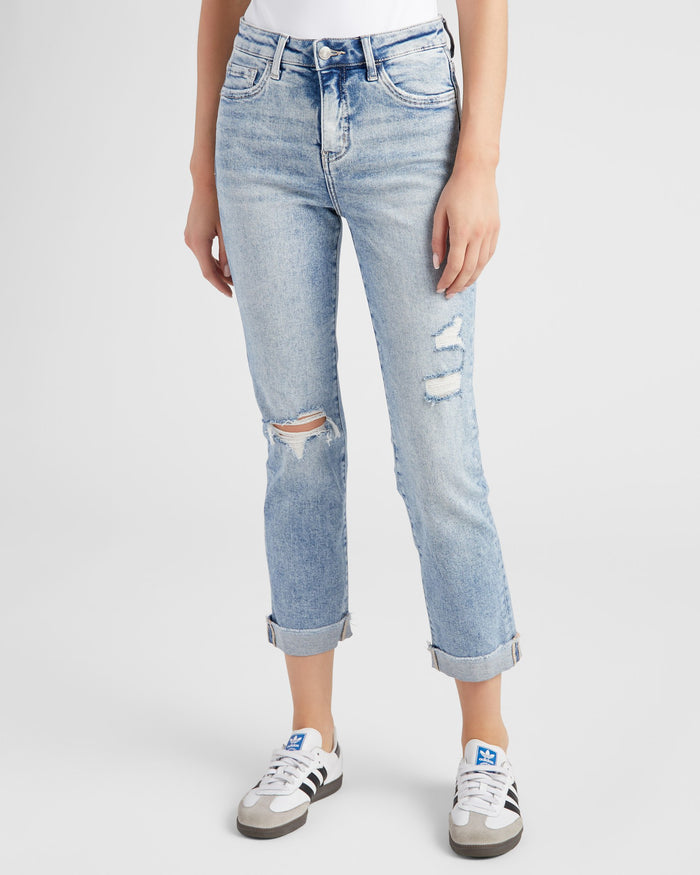 Blue Bliss $|& Lovervet Cuffed Slim Straight Jeans - SOF Front