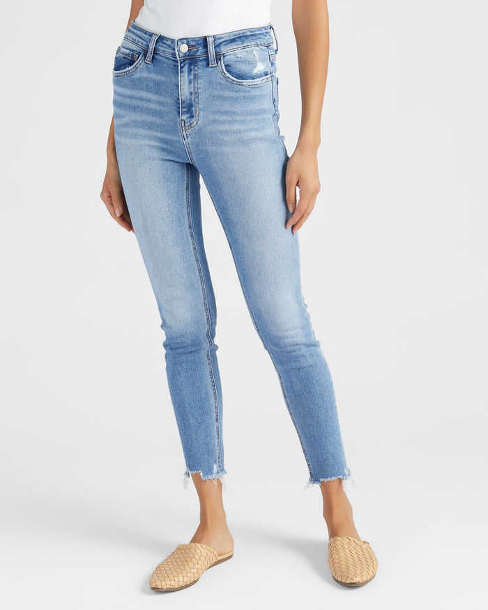 Innovation $|& Flying Monkey Jeans Mid Rise Distressed Skinny Jeans - SOF Front