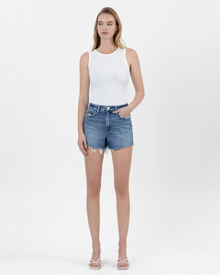Divina $|& Vervet High Rise Frayed Hem Short - VOF Detail