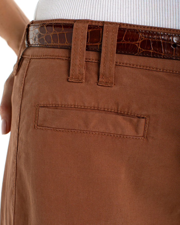Mocha Brown $|& Liverpool High Rise Linen-Blend Crop Wide Leg - Hanger Back