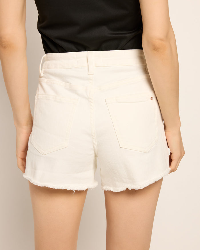 White $|& Mica Denim Mid Rise Raw Hem Shorts - SOF Back