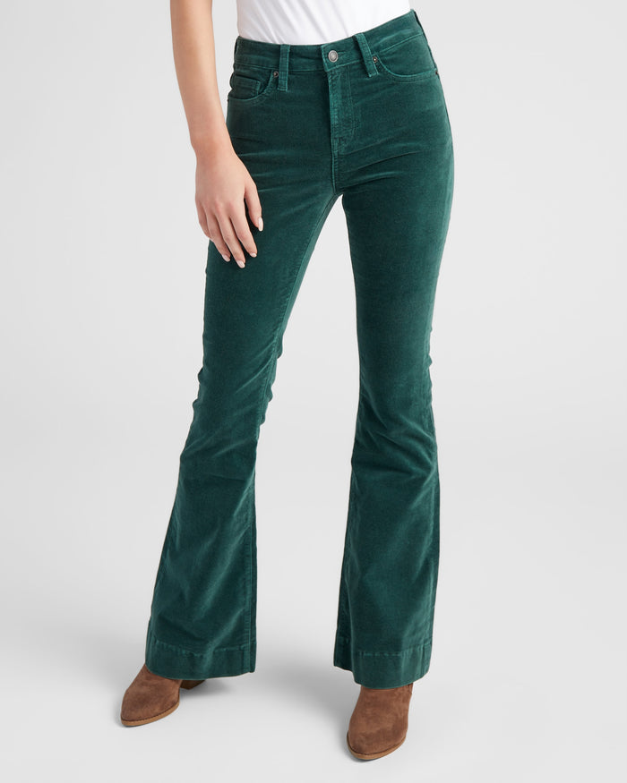Verdant Green $|& Mica Denim Velvet Super Flare - SOF Front