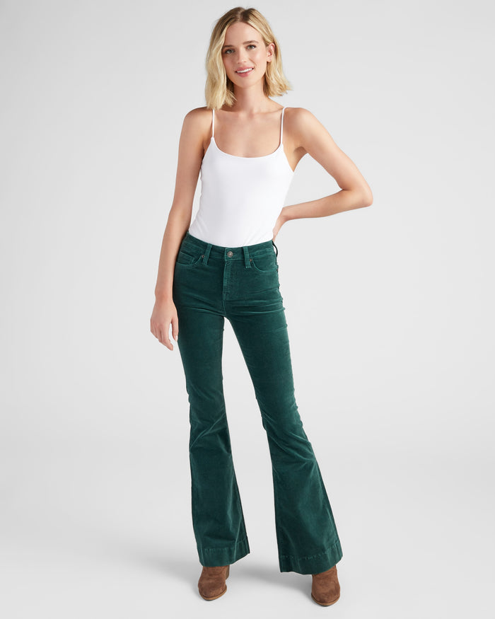 Verdant Green $|& Mica Denim Velvet Super Flare - SOF Full Front