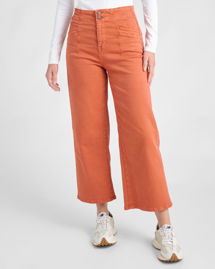 Penny $|& Mica Denim High Rise Wide Leg Cropped Pant - SOF Front