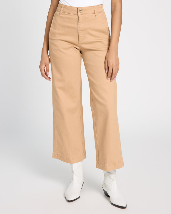 Tan $|& Vigoss High Rise Wide Leg Trouser - SOF Front