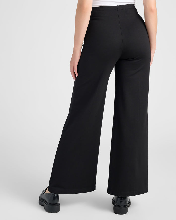 Black $|& Max Studio High Waist Front Seam Wide Leg Ponte Pant - SOF Back
