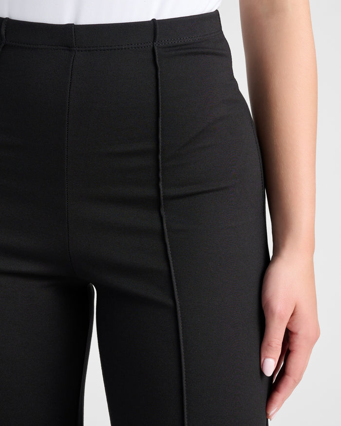 Black $|& Max Studio High Waist Front Seam Wide Leg Ponte Pant - SOF Detail