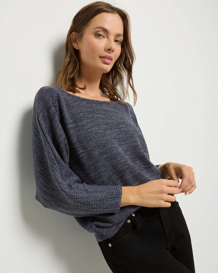 Heather Indigo Haze $|& SEAS Highland Dolman Long Sleeve Top - SOF Front