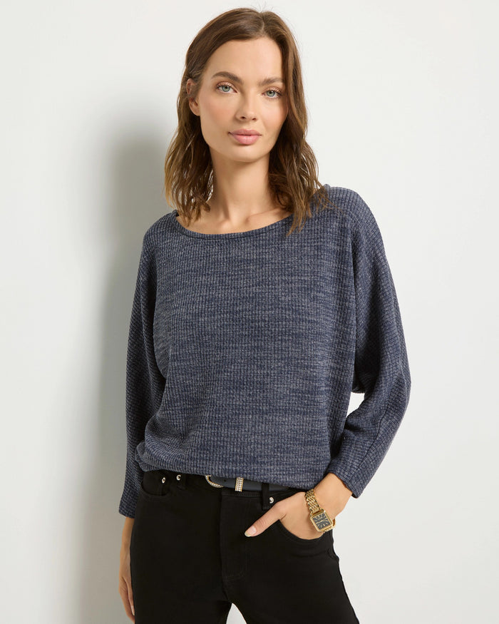 Heather Indigo Haze $|& SEAS Highland Dolman Long Sleeve Top - SOF Full Front