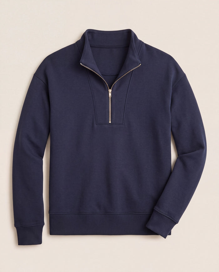 Navy $|& Interval Interlock Incline Zip Pullover - Hanger Detail