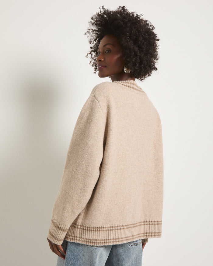 Heather Cream $|& SEAS Island Cardigan - SOF Back