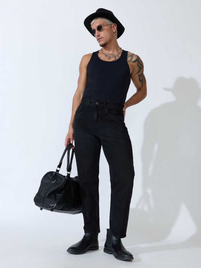 Jade - Crop Fit Jeans - Black