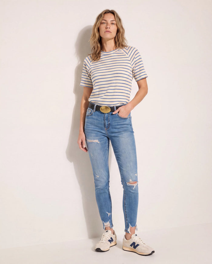 Medium Wash $|& SEAS Jett Mid Rise Ankle Skinny Jeans - SOF Back