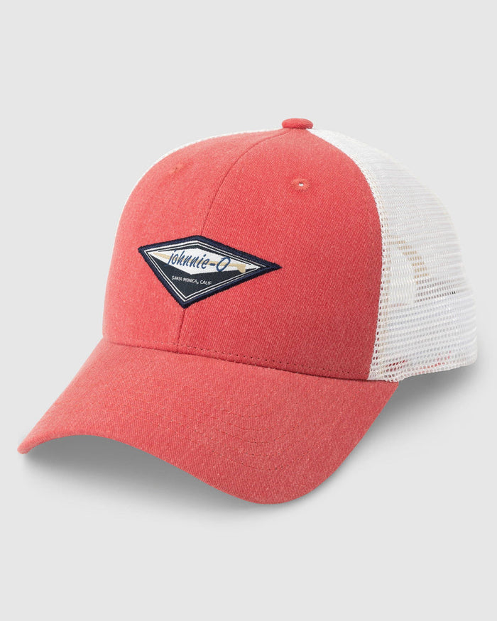 Johnnie-O Surf Diamond Trucker Hat Accessories Johnnie-O Malibu Red