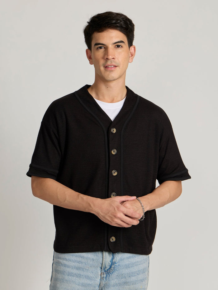 Men's Loose Fit Baseball Shirt - black