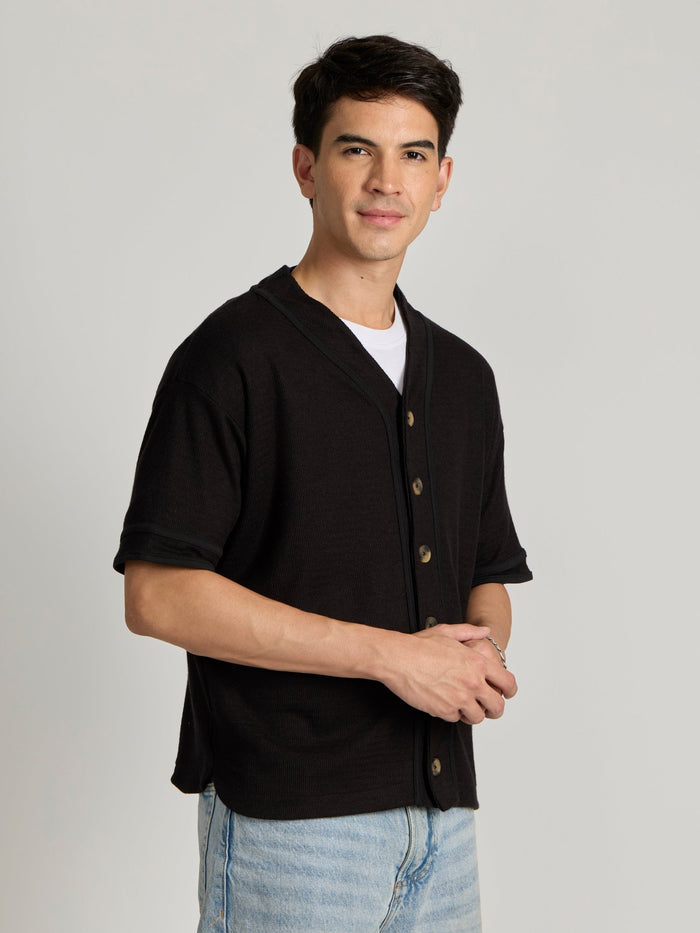 Men's Loose Fit Baseball Shirt - black