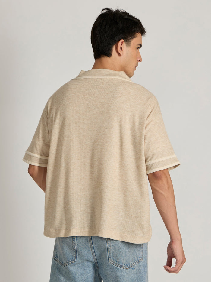 Men's Loose Fit Baseball Shirt - Cream