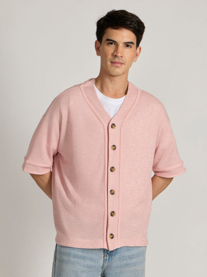 Men's Loose Fit Baseball Shirt - pink
