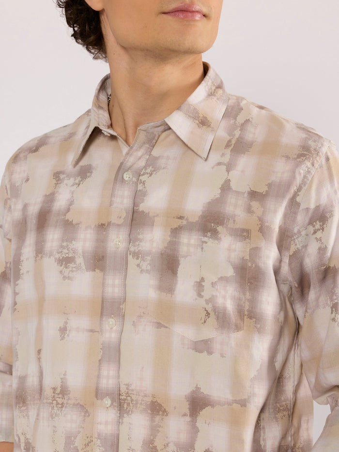 Jules - Digital Print Checkered Shirt - Beige